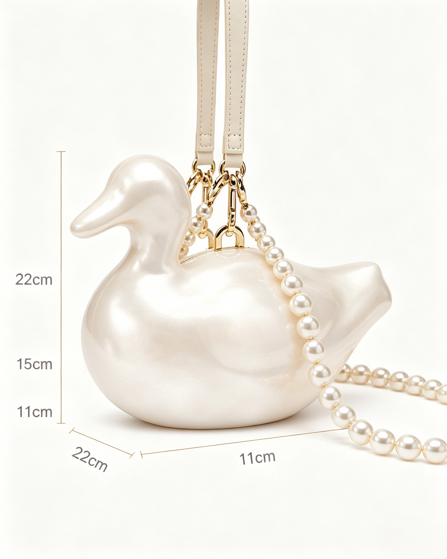 Pearl Chain Duck-Shaped Evening Crossbody Bag