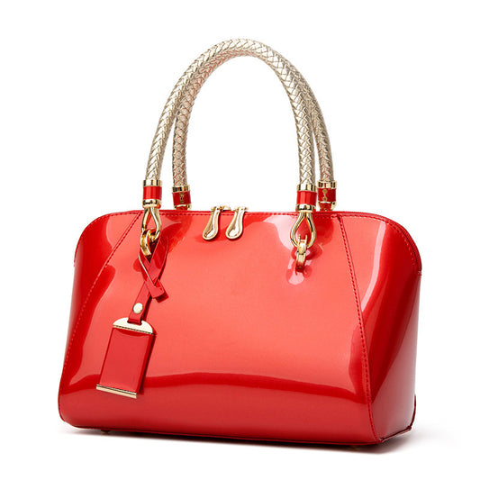 Light luxury glossy patent leather handbag