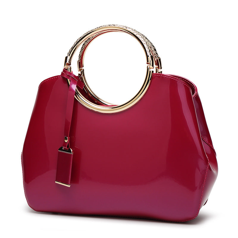 Elegant Bag with Glossy Patent Leather