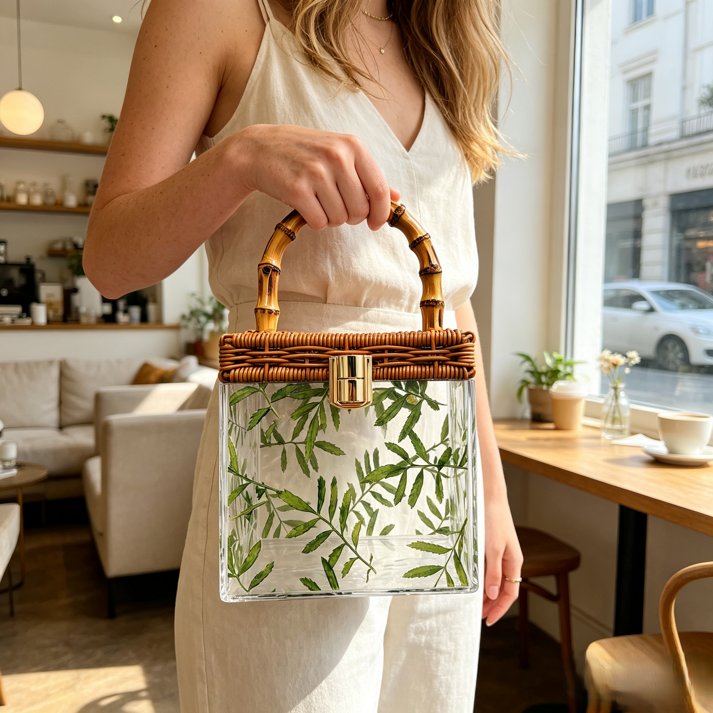 Acrylic woven handbag