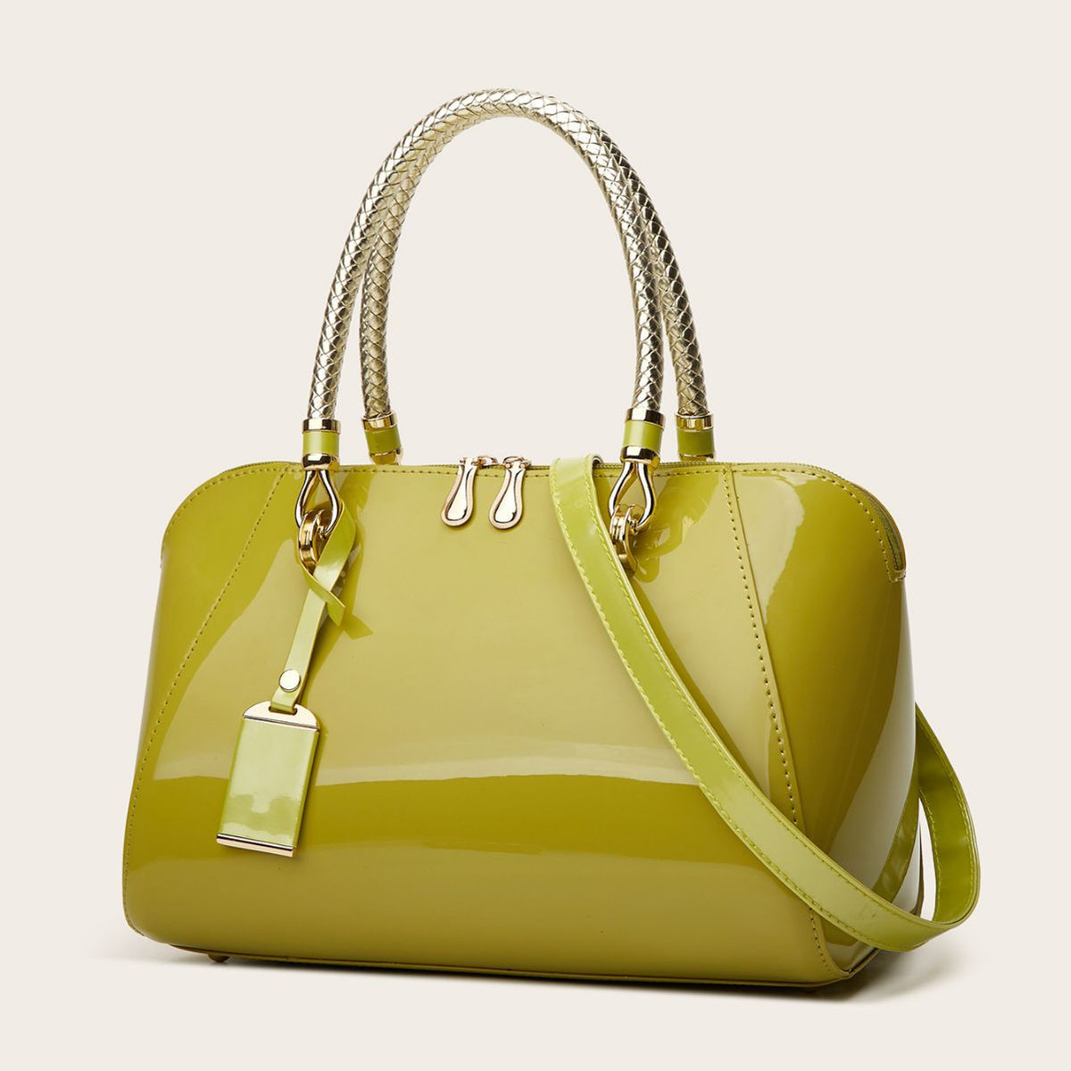 Multi-functional patent leather texture bag