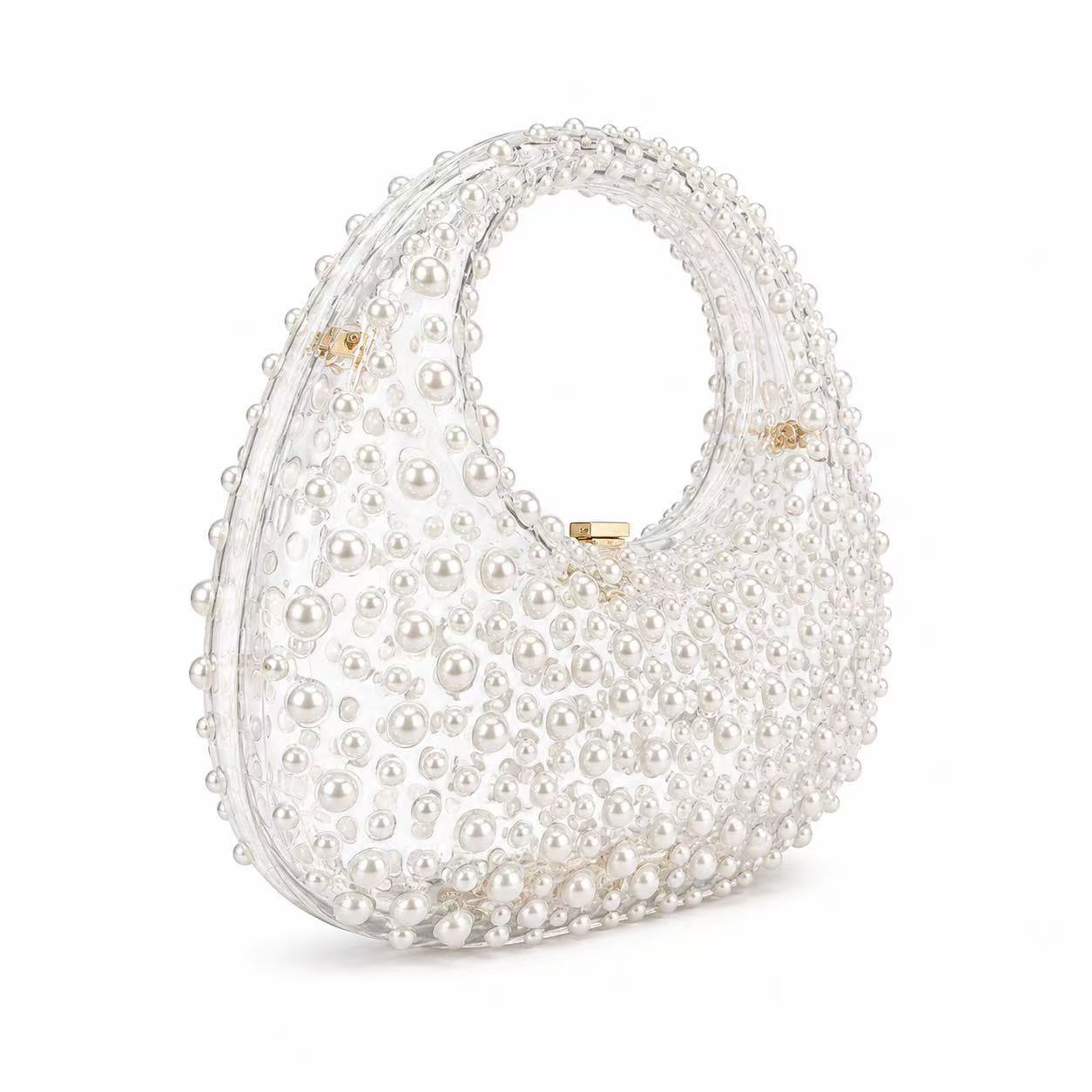 Trendy Transparent Pearl Acrylic Evening Bag