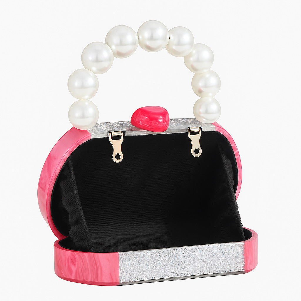 Spliced Pearl Acrylic Crossbody Bag