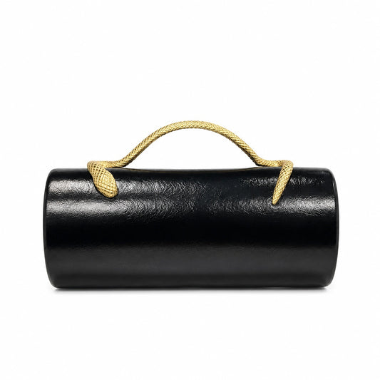Snakeskin Embossed Top Handle Shoulder Bag