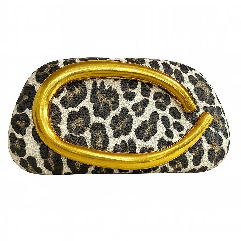 Pearlized Acrylic Evening Clutch with Gold Curved Handle