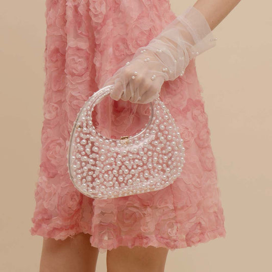 Trendy Transparent Pearl Acrylic Evening Bag