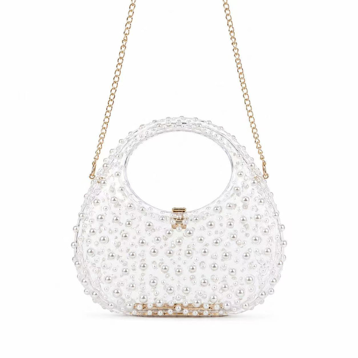 Trendy Transparent Pearl Acrylic Evening Bag
