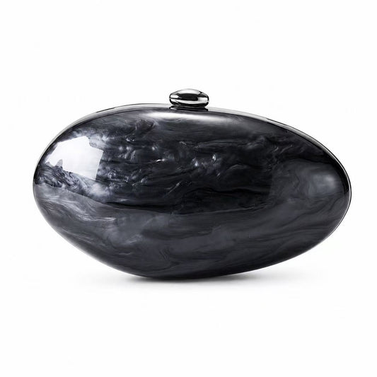 Acrylic pearlescent oval shoulder bag and clutch bag