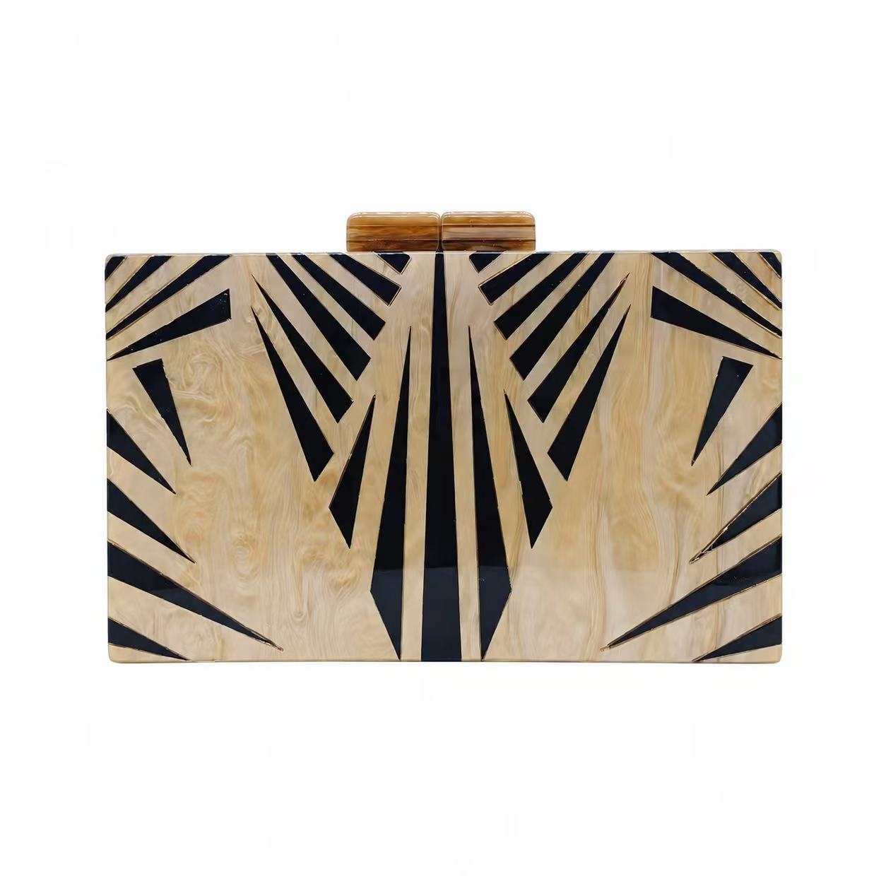 Vintage zebra pattern acrylic evening clutch