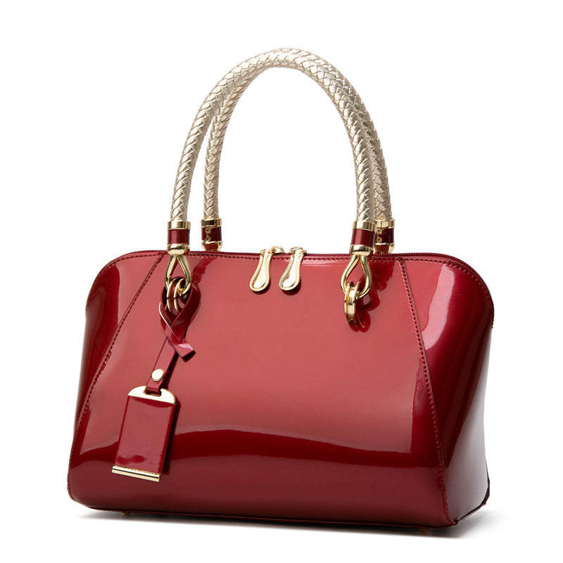 Light luxury glossy patent leather handbag