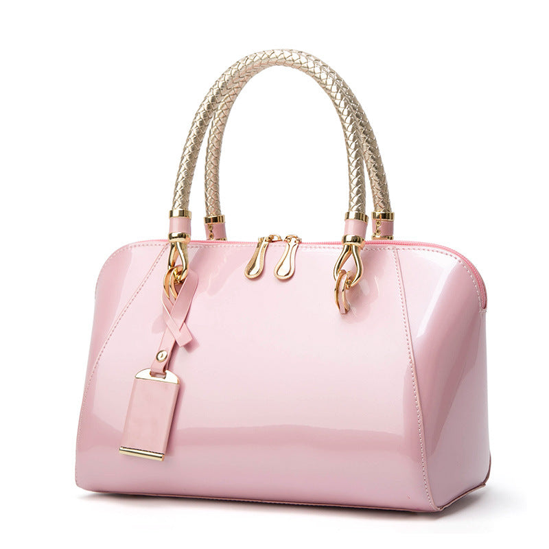 Light luxury glossy patent leather handbag