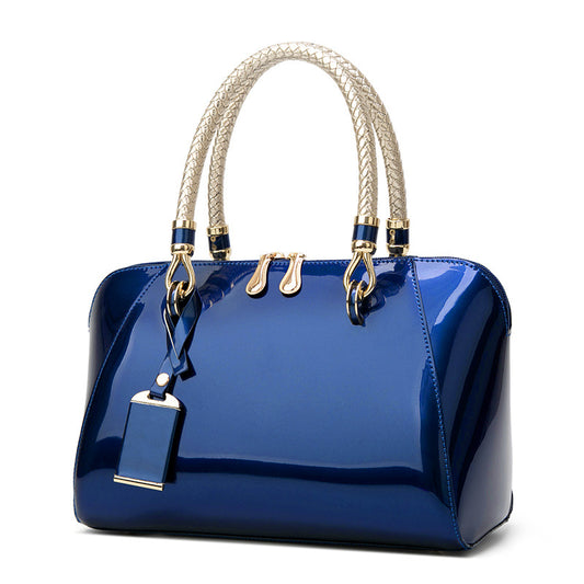Light luxury glossy patent leather handbag