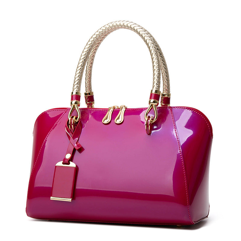 Light luxury glossy patent leather handbag