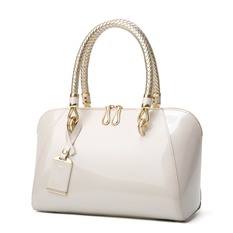Light luxury glossy patent leather handbag
