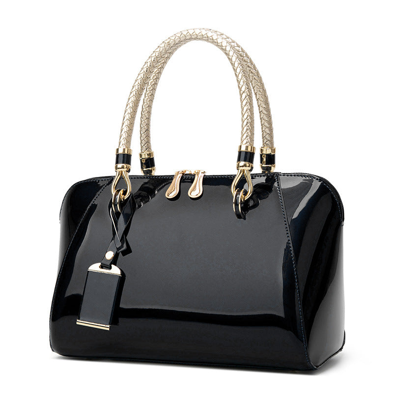 Light luxury glossy patent leather handbag