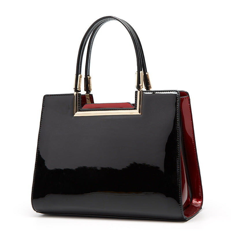 Vintage glossy patent leather handbag and crossbody bag
