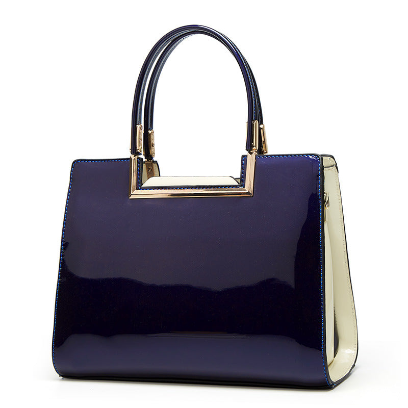 Vintage glossy patent leather handbag and crossbody bag