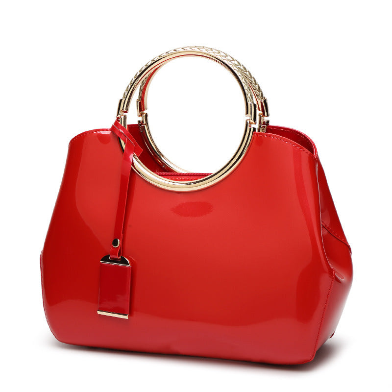 Elegant Bag with Glossy Patent Leather