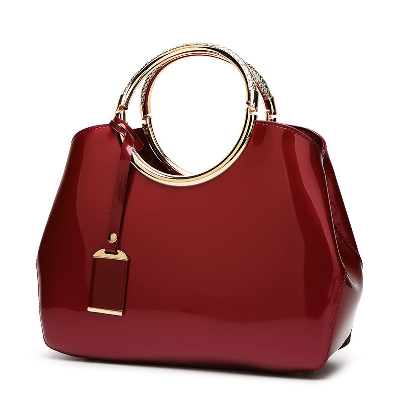 Elegant Bag with Glossy Patent Leather