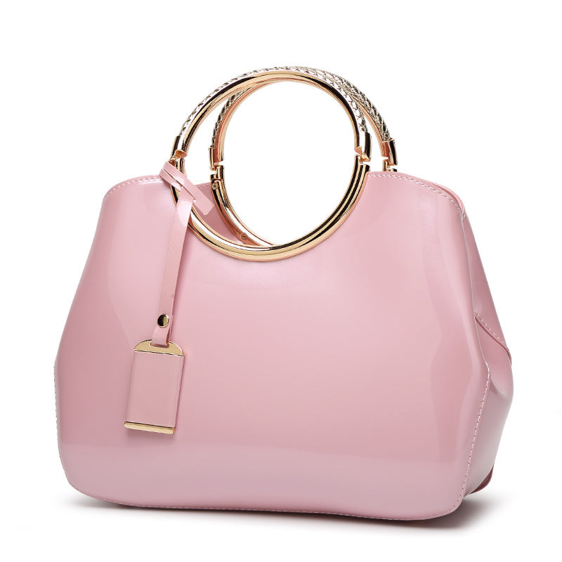 Elegant Bag with Glossy Patent Leather