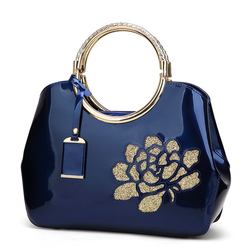 Luxury Patent Leather Peony Handbag