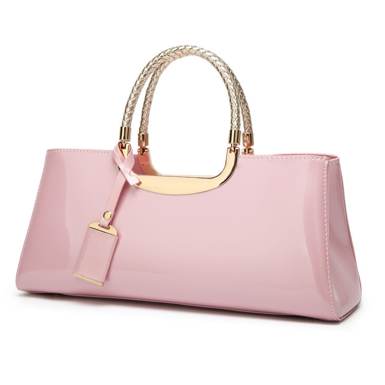 Fashionable glossy lacquer leather handbag