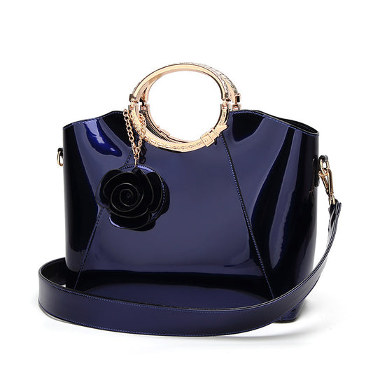 Fashionable patent leather glossy handbag