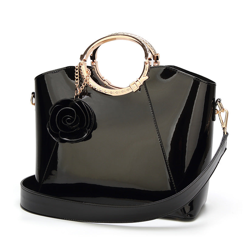 Fashionable patent leather glossy handbag