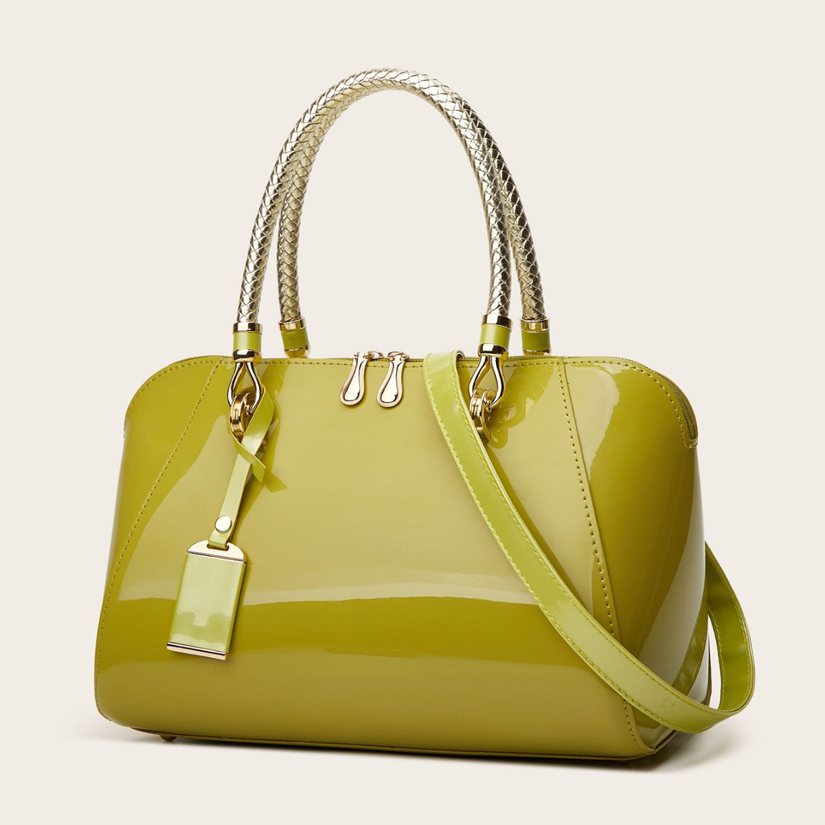 Multi-functional patent leather texture bag