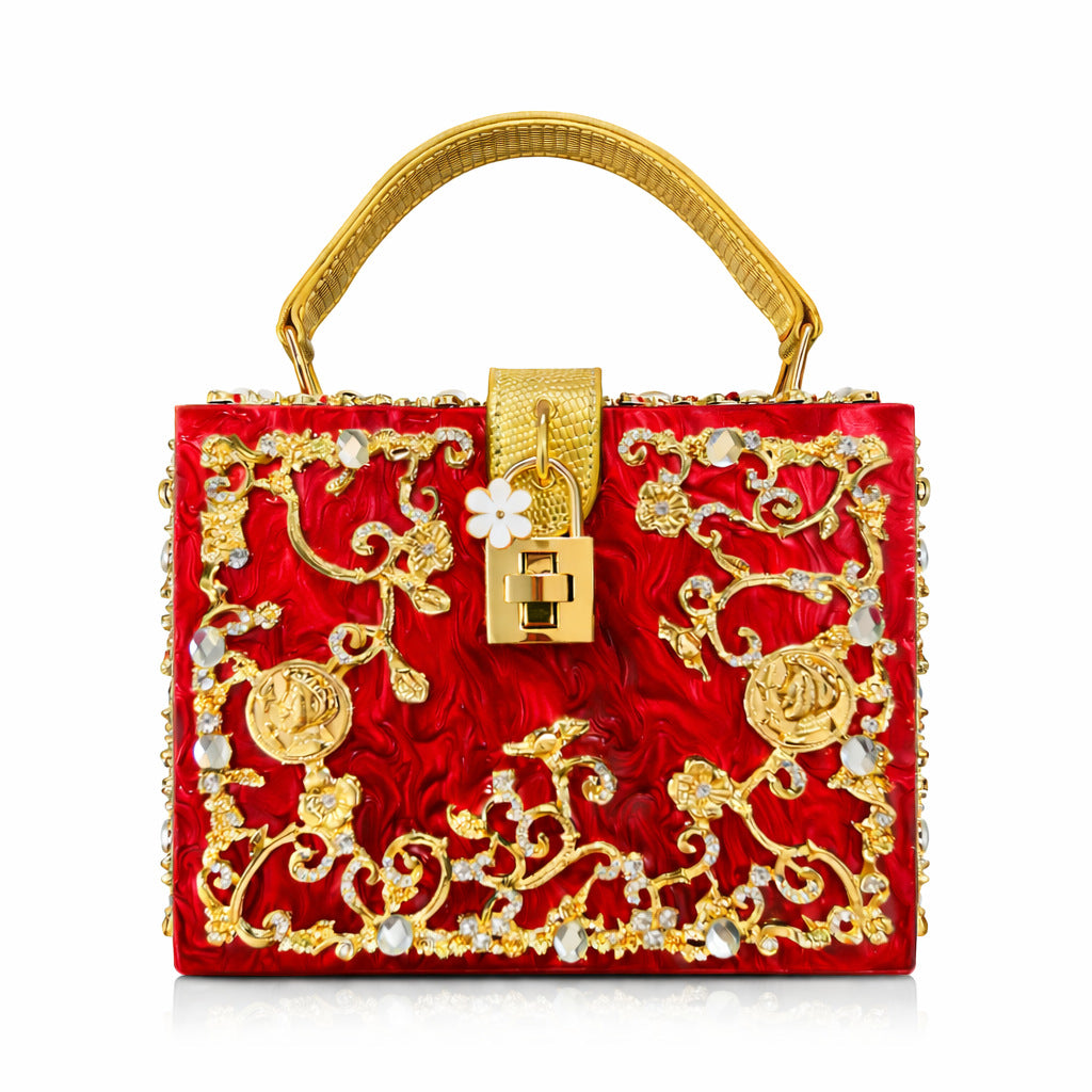 Luxury Crystal Carved Acrylic Clutch Dual-Purpose Weddings, Parties eye-catching