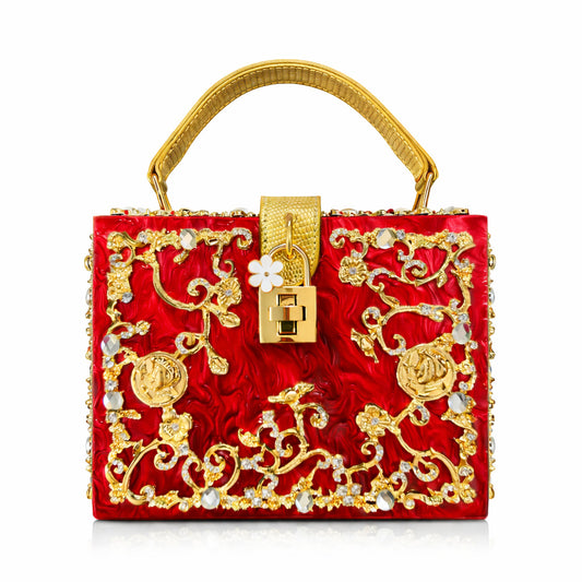 Luxury Crystal Carved Acrylic Clutch Dual-Purpose Weddings, Parties eye-catching