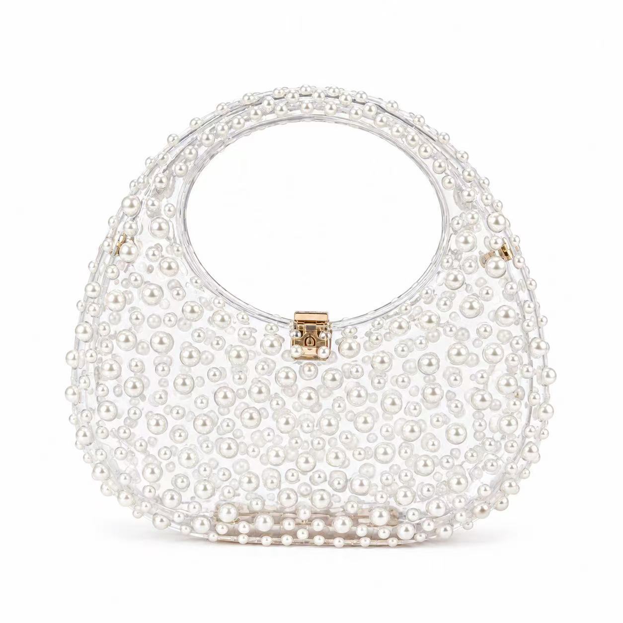 Trendy Transparent Pearl Acrylic Evening Bag
