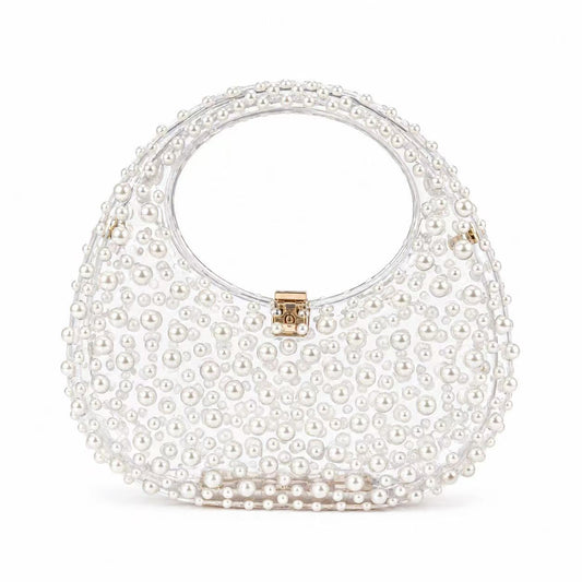 Trendy Transparent Pearl Acrylic Evening Bag