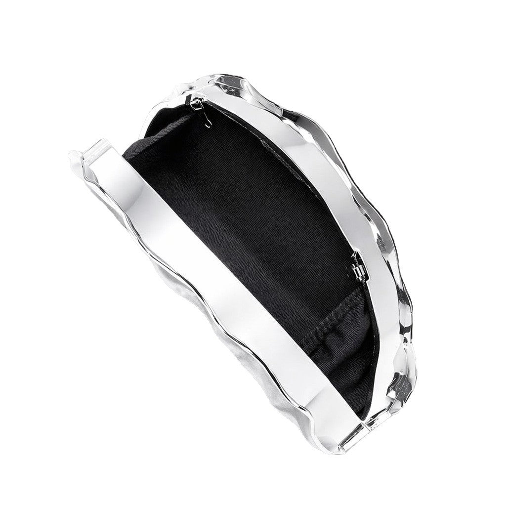 Electroplated metal fan-shaped one-shoulder bag and clutch bag