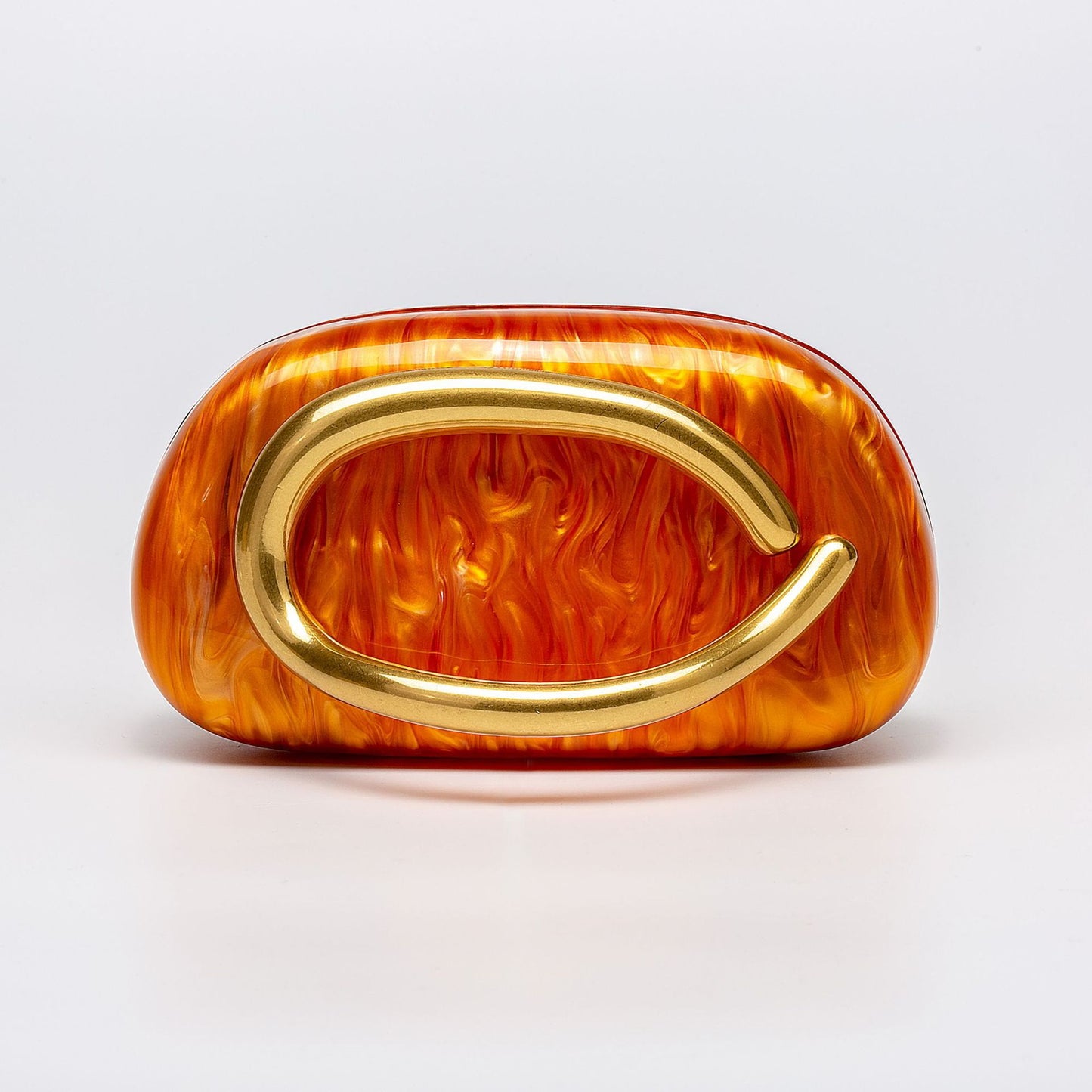 Pearlized Acrylic Evening Clutch with Gold Curved Handle