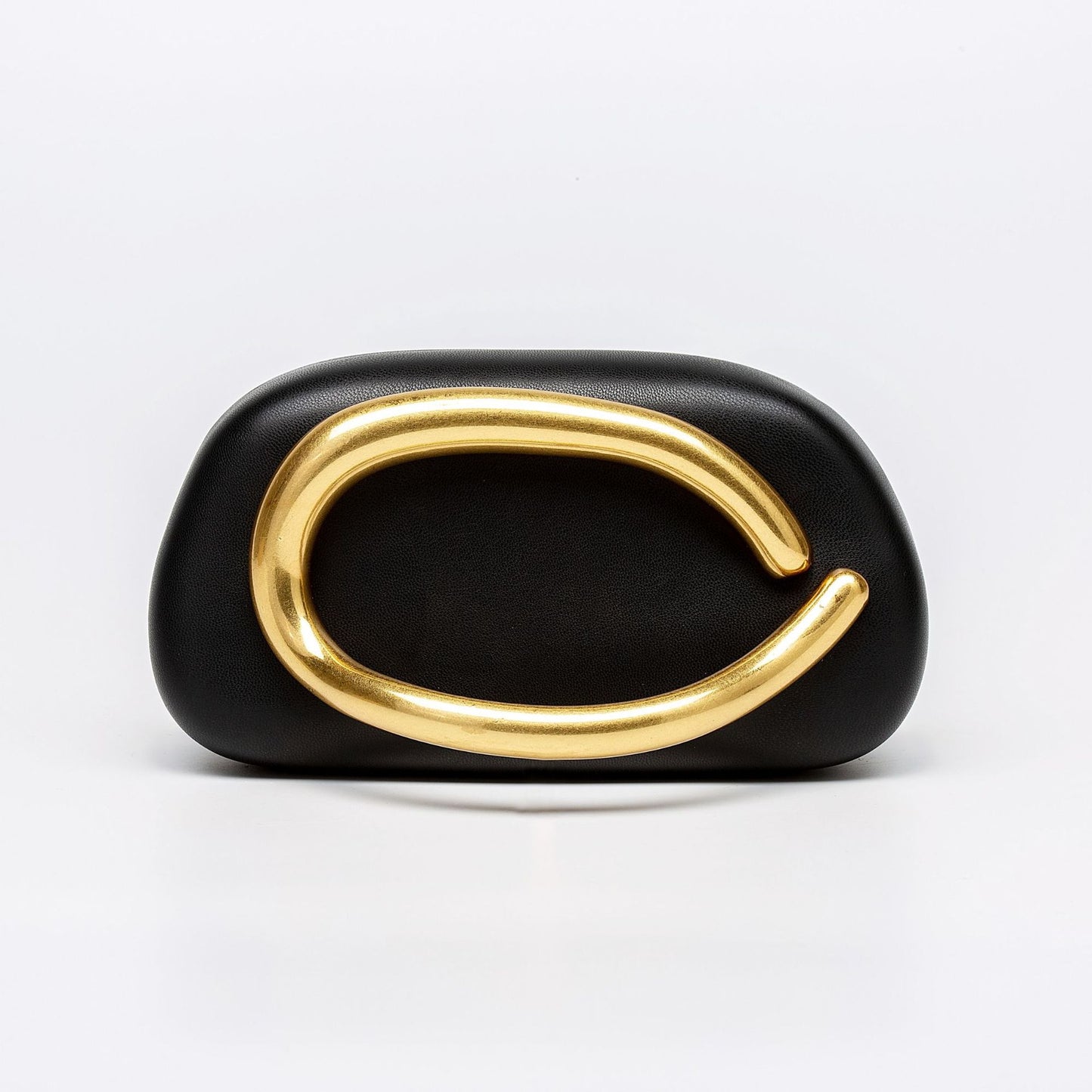 Pearlized Acrylic Evening Clutch with Gold Curved Handle