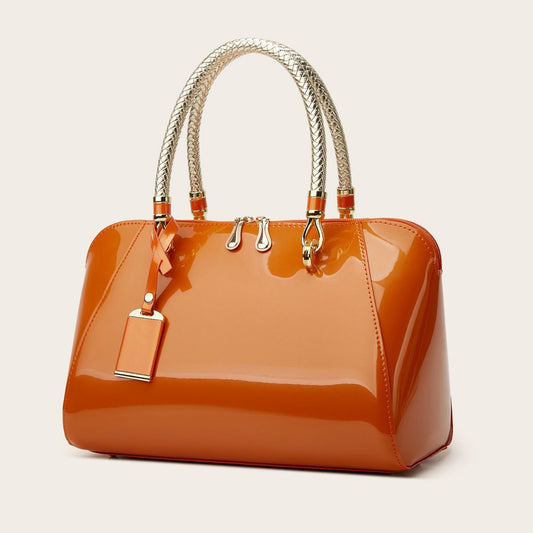 Multi-functional patent leather texture bag