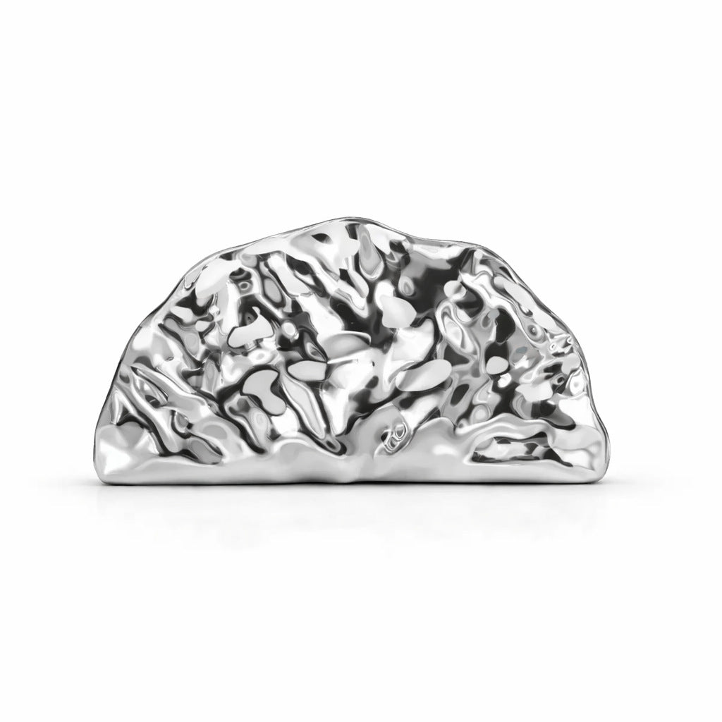 Electroplated metal fan-shaped one-shoulder bag and clutch bag