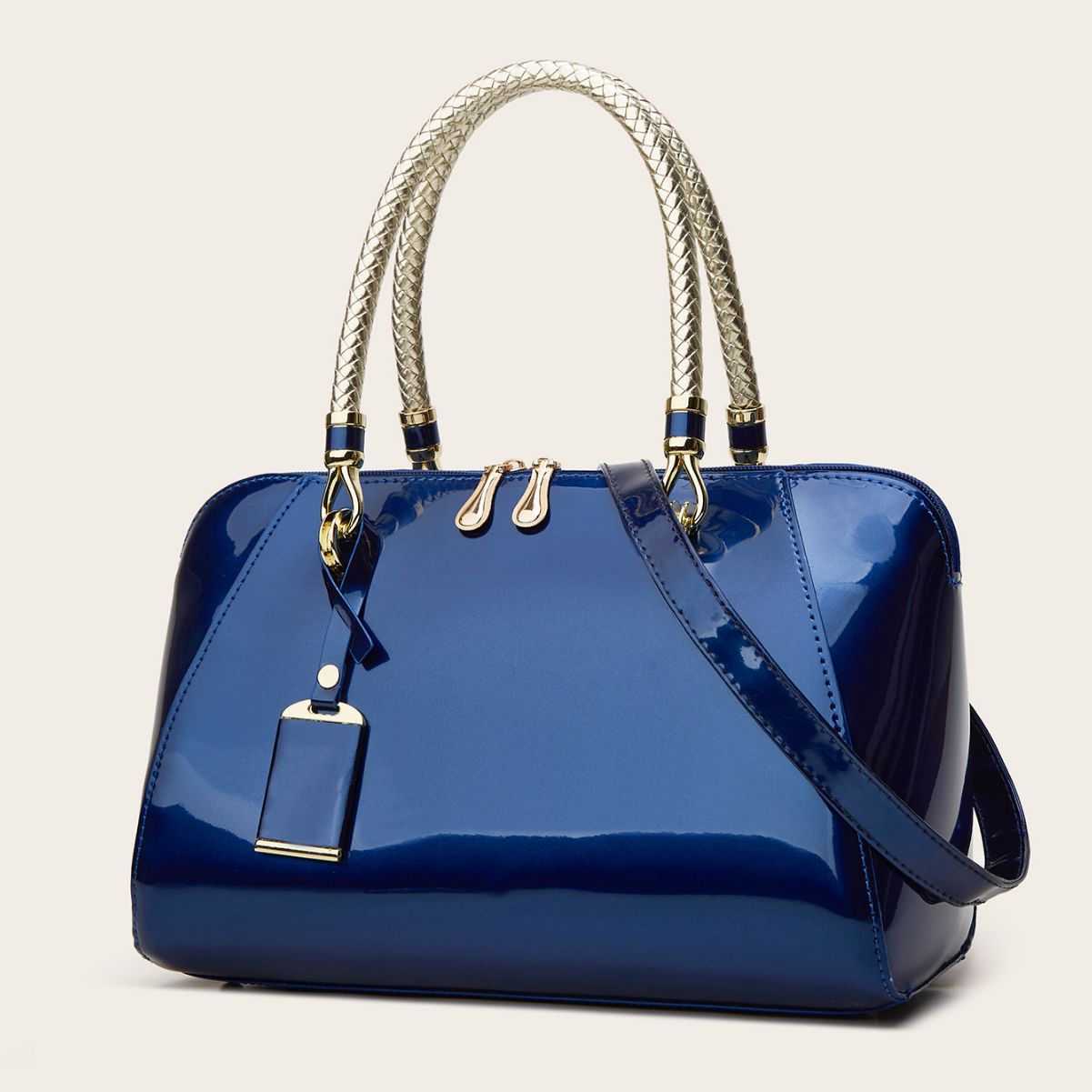 Multi-functional patent leather texture bag