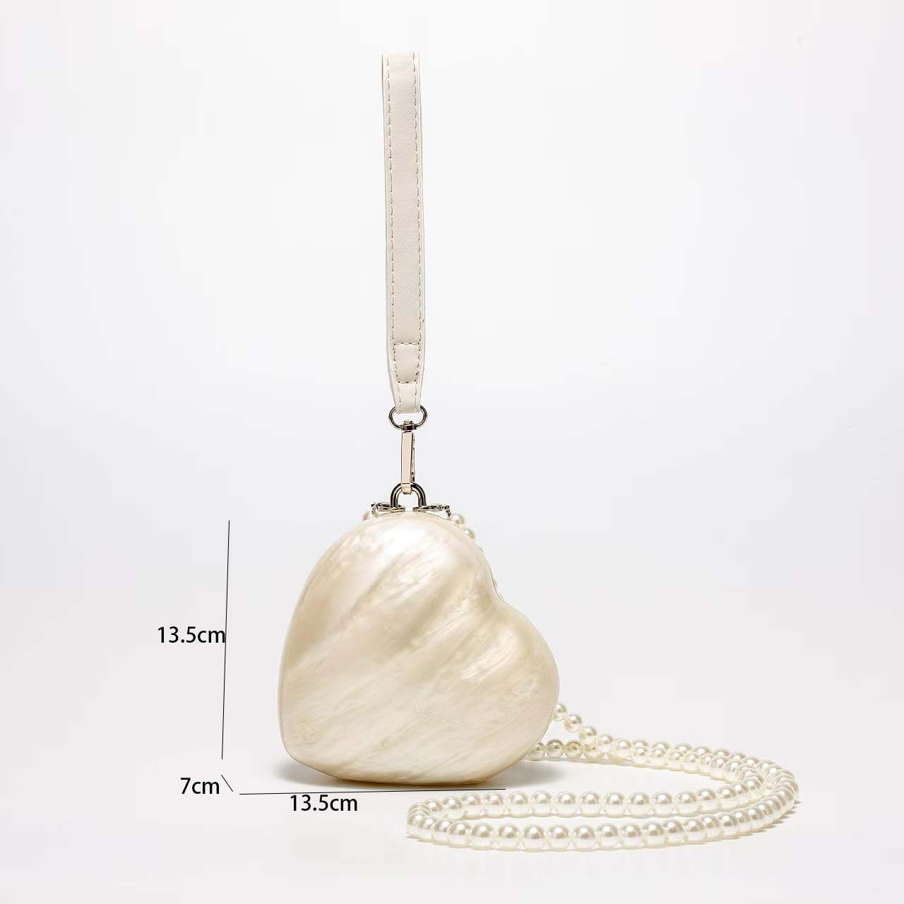 Pearlized Heart-shaped Acrylic Evening Crossbody Bag