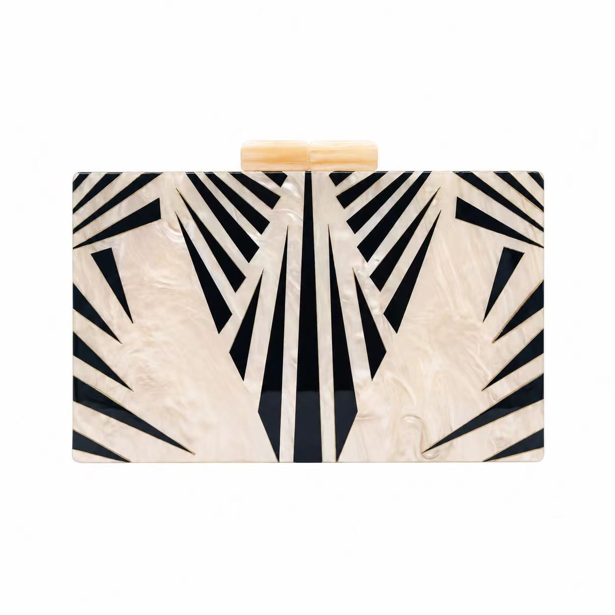 Vintage zebra pattern acrylic evening clutch