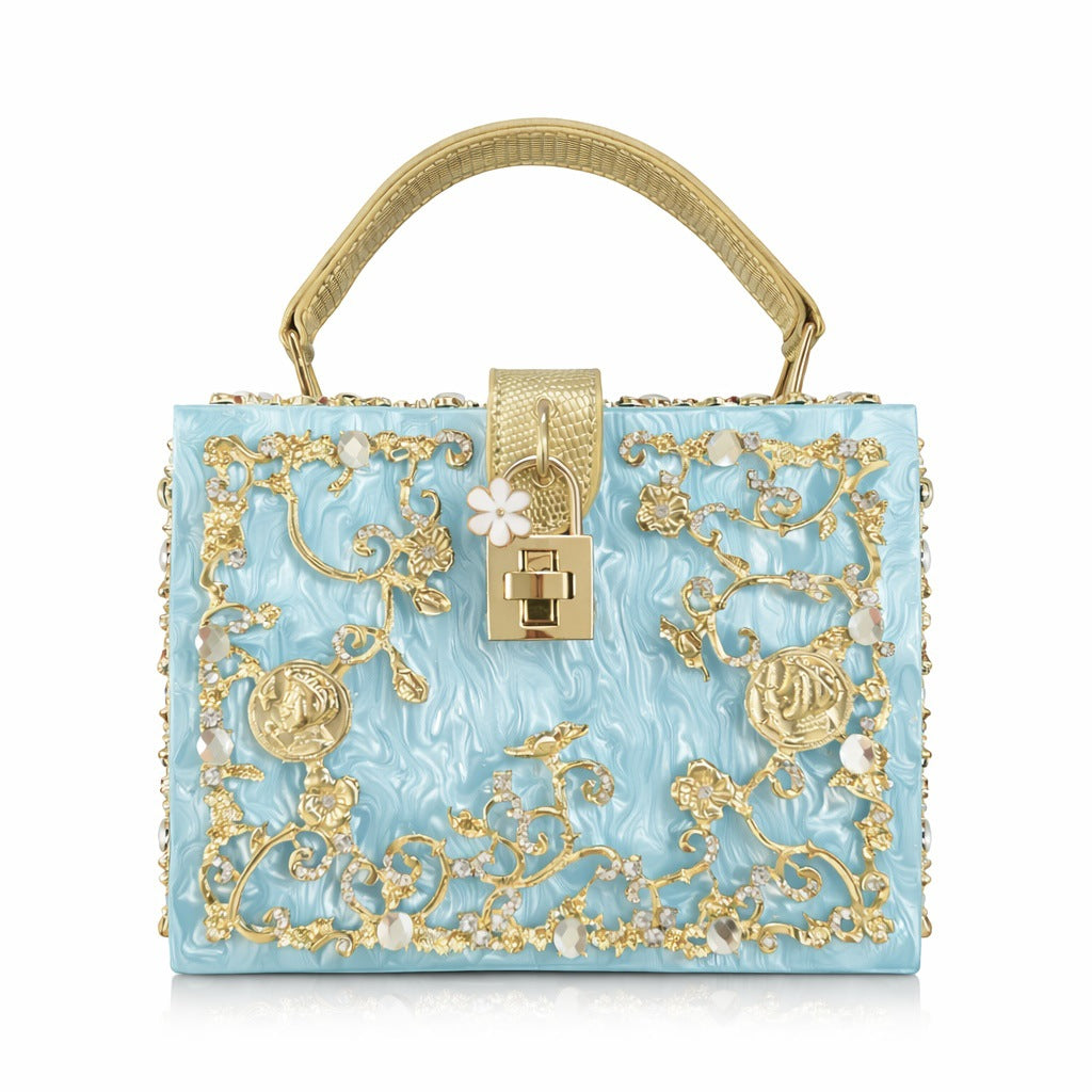 Acrylic & Metal Carved Evening Bag