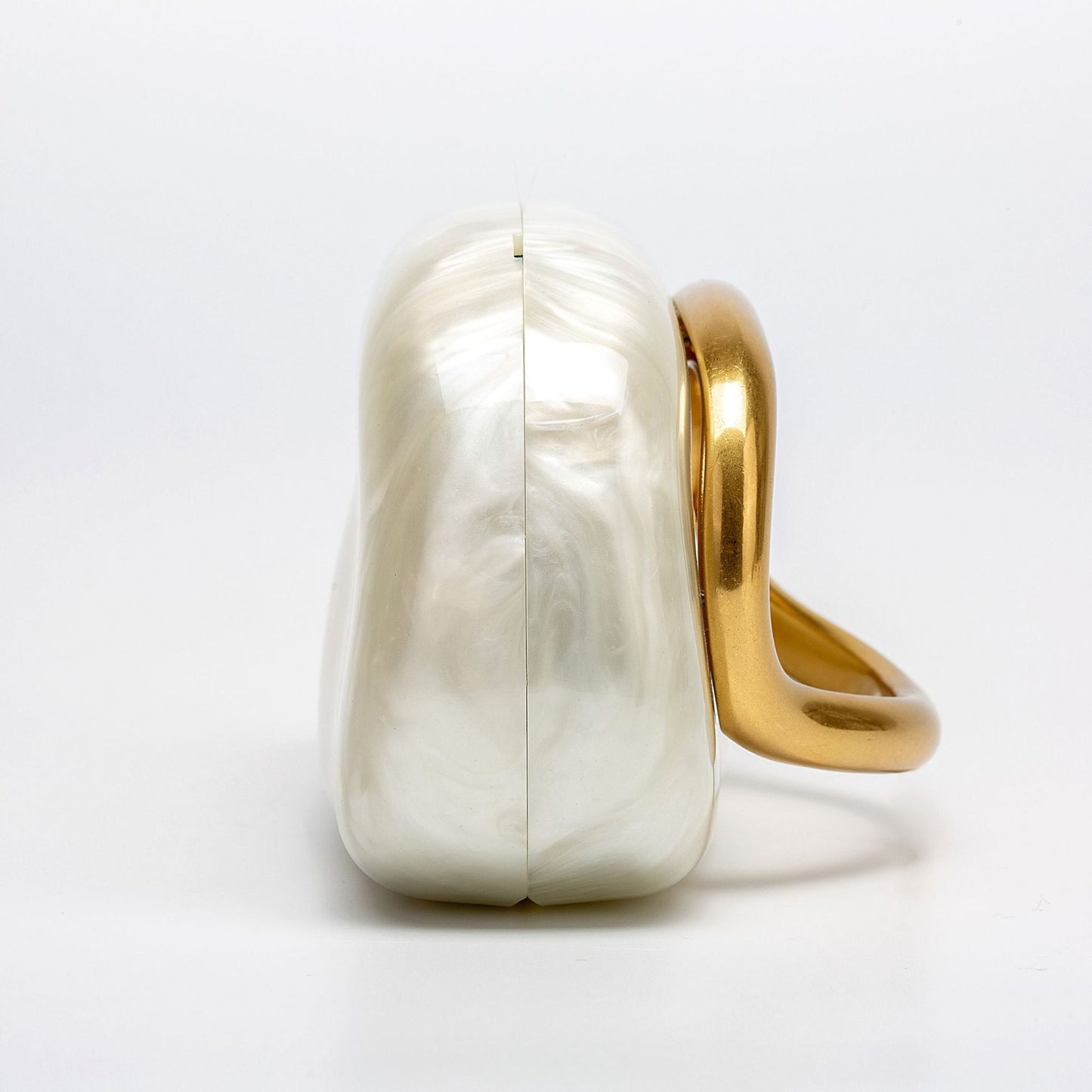 Pearlized Acrylic Evening Clutch with Gold Curved Handle