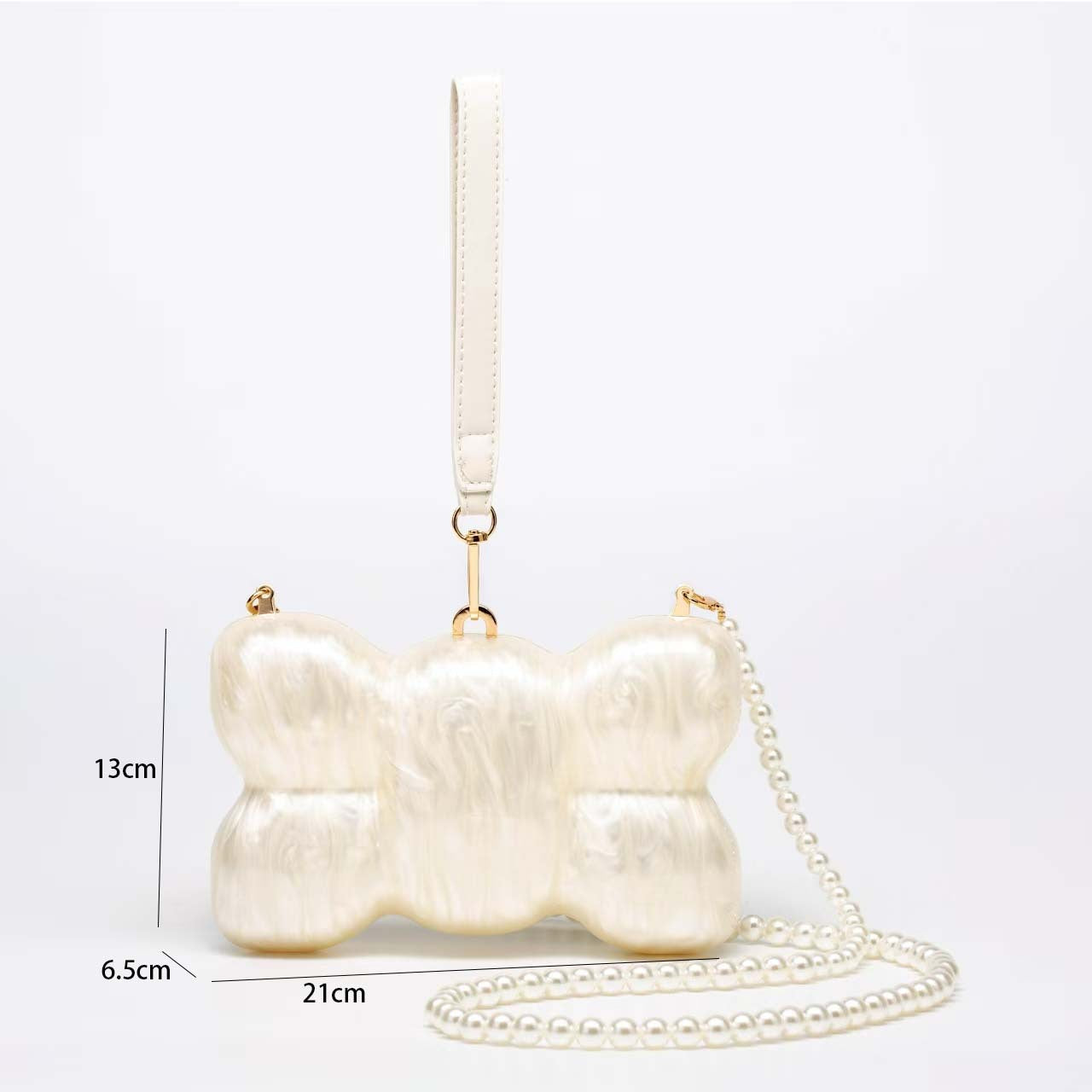 Pearlized Bow-shaped Acrylic Evening Crossbody Bag