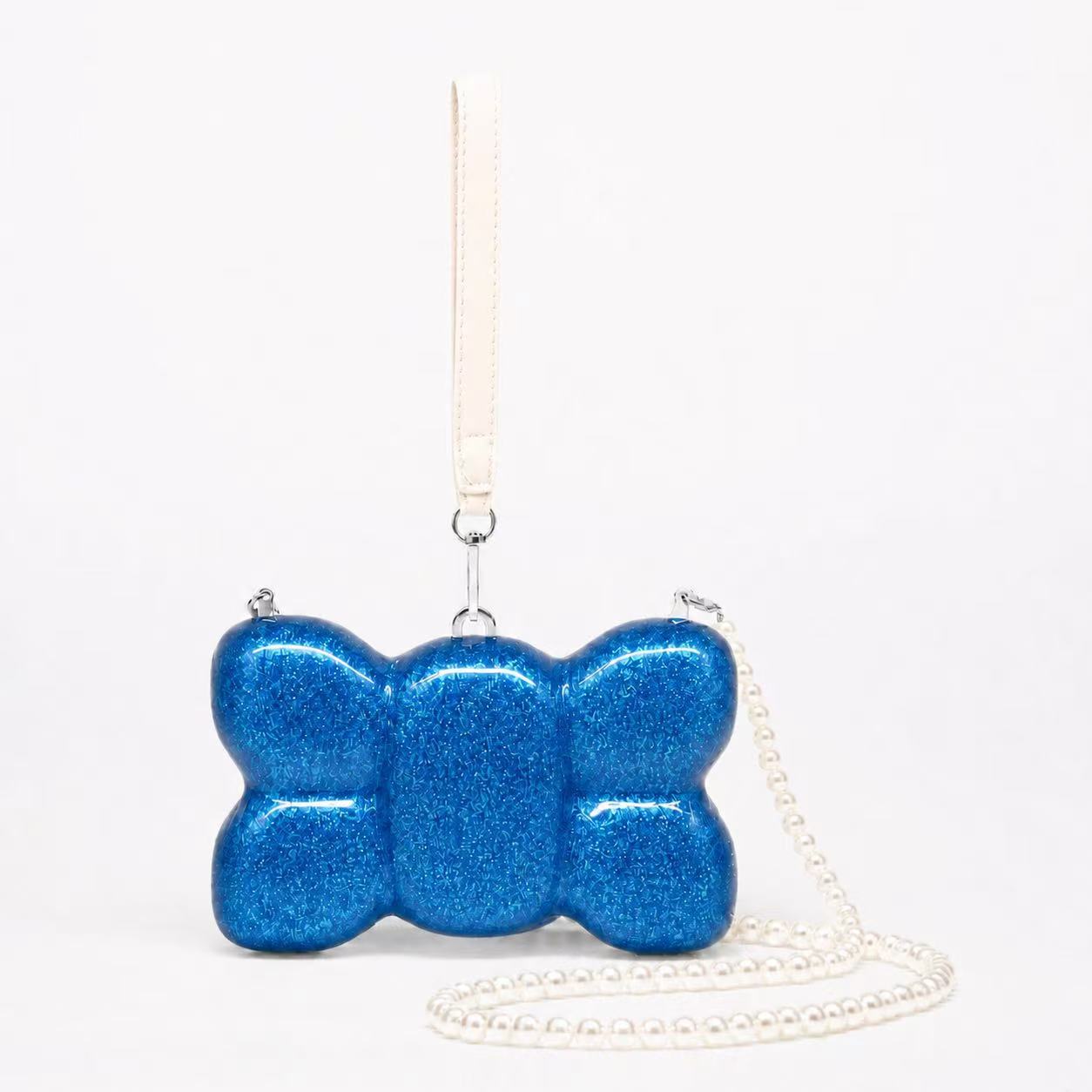 Pearlized Bow-shaped Acrylic Evening Crossbody Bag