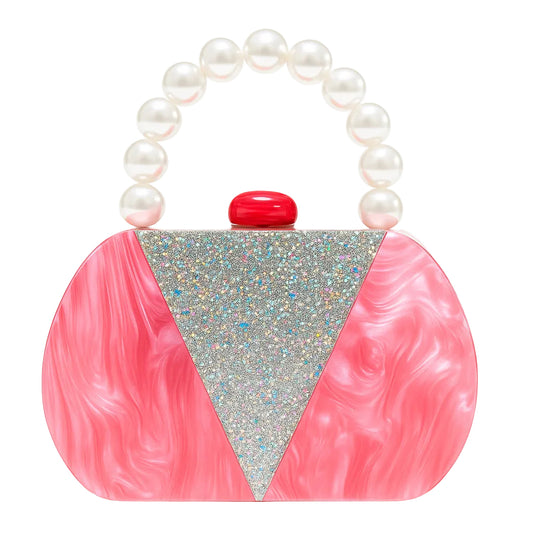 Spliced Pearl Acrylic Crossbody Bag