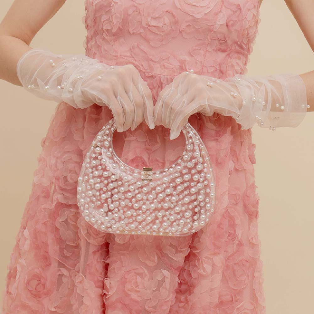 Trendy Transparent Pearl Acrylic Evening Bag