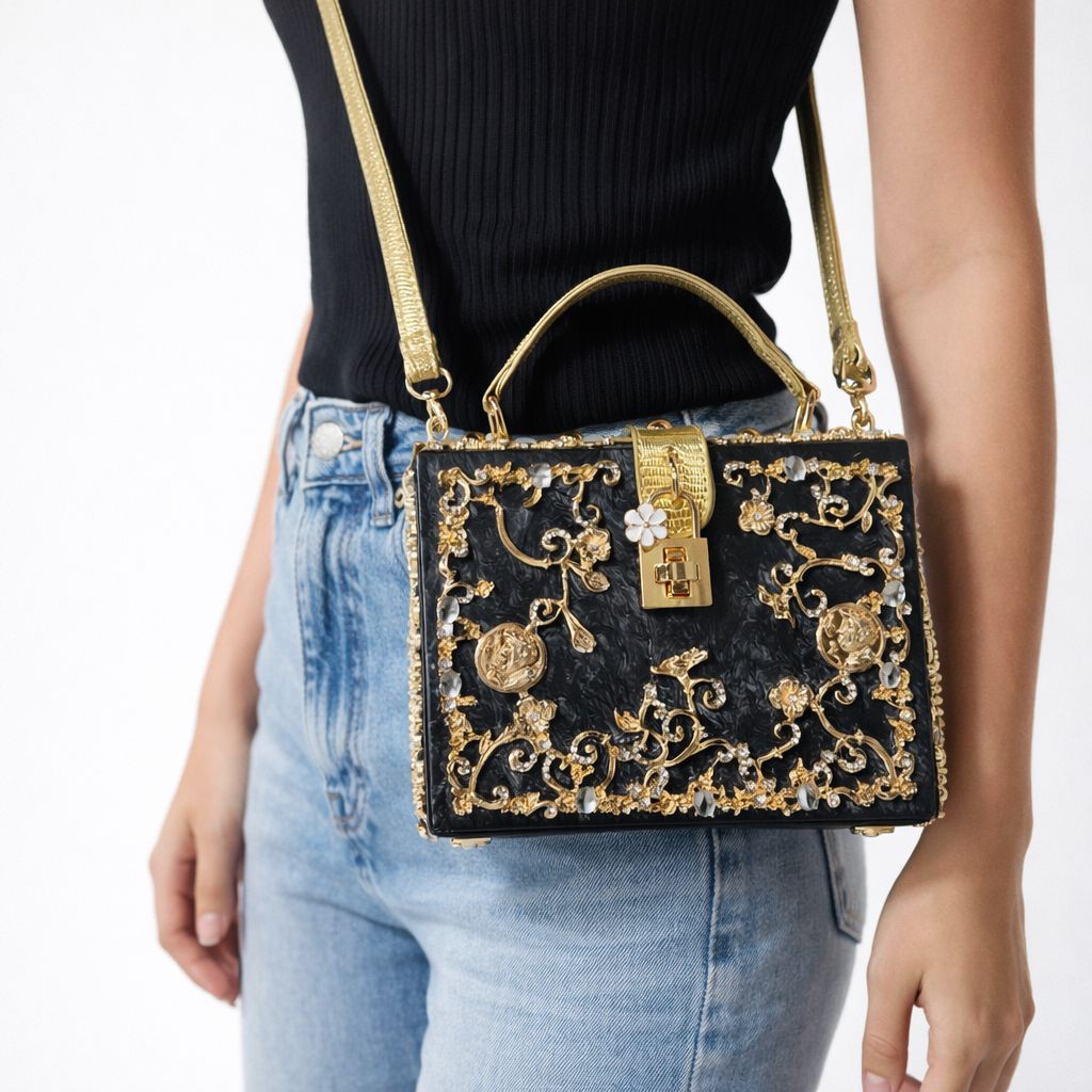 Acrylic & Metal Carved Evening Bag
