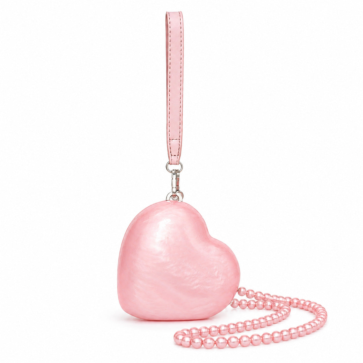 Pearlized Heart-shaped Acrylic Evening Crossbody Bag