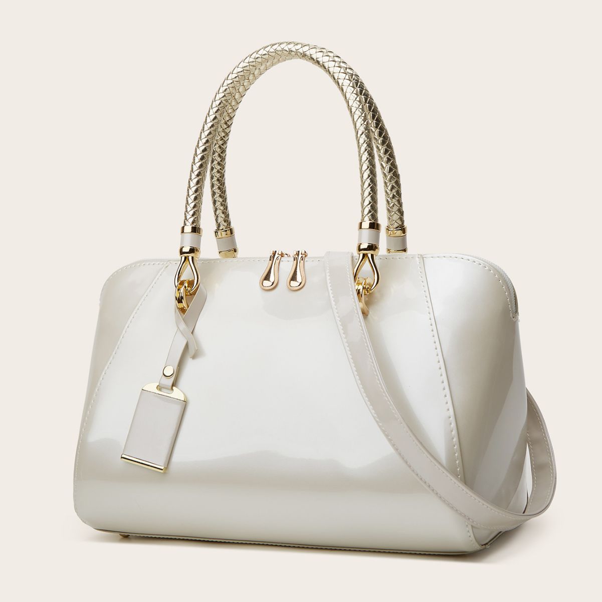 Multi-functional patent leather texture bag